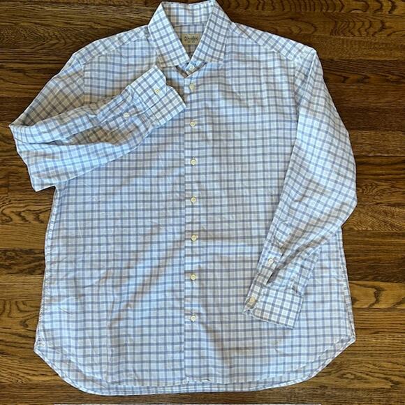 Gitman Bros Long Sleeve Button Up Shirt Mens XXL Blue White Check Cotton USA - Picture 2 of 8